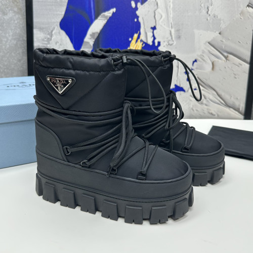 Prada Women Shoes Boots Luxury Brand Outdoor Winter nylon fabric boots Whatsapp 