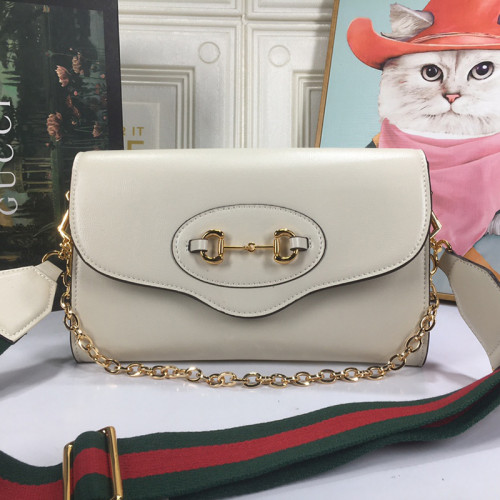 Gucci Womens Bags Luxury Brand Gucci Horsebit 1955 small bag in white leather with Original Box 677286 18YSX 9068