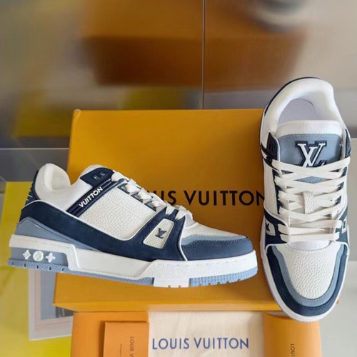 Louis Vuitton Mens Shoes Fashion Sneakers Design Luxury Brand LV TRAINER SNEAKER Mix of materials with Original Box 1ABLUR  