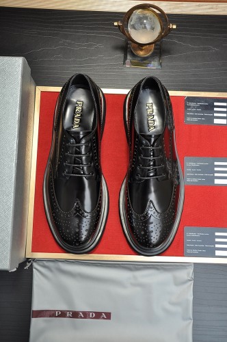 Prada Mens Shoes Business Casual Luxury Brand Dress Shoes with Original Box