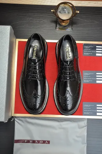 Prada Mens Shoes Business Casual Luxury Brand Dress Shoes with Original Box