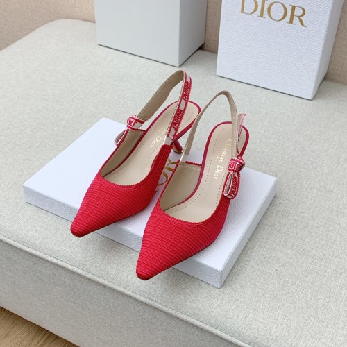 Dior Women Shoes Pumps Luxury Design Fashion Type 6.5cm High Heel Shoes for Wedding Style J'ADIOR SLINGBACK PUMP Cotton Fabric with Original Box