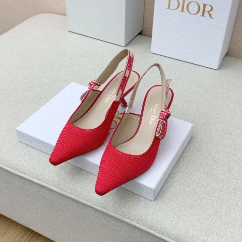 Dior Women Shoes Pumps Luxury Design Fashion Type 6.5cm High Heel Shoes for Wedding Style J'ADIOR SLINGBACK PUMP Cotton Fabric with Original Box