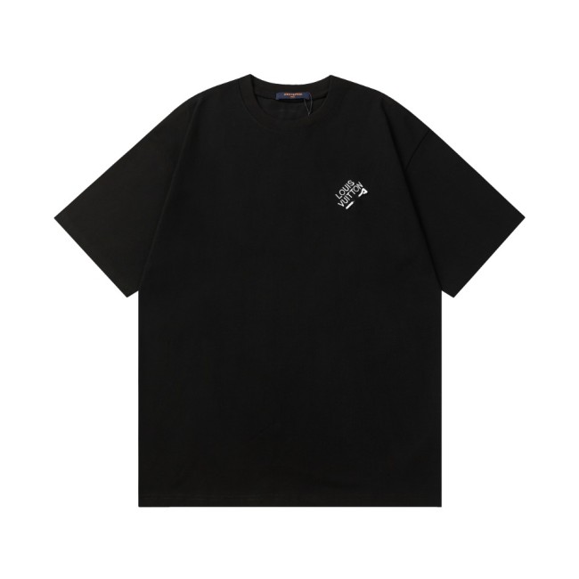 Louis Vuitton Luxury Brand Men Womens Short Sleeve T-Shirt Signature Short-Sleeved T-Shirt 1AATXI   