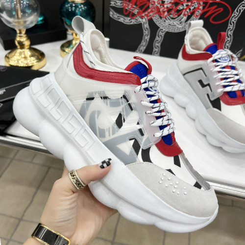 Versace Men Shoes Fashion Sneakers Luxury Brand with Original Box Top Quality Breathable Mens Sneakers Chain Reaction Multi-Color Rubber Suede  