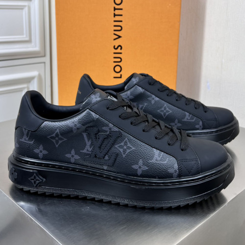 Louis Vuitton Mens Shoes Sneakers Lace-Up Luxury Brand Fashion TIME OUT SNEAKER with Original Box