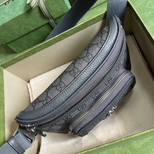 Gucci Womens Mens Bags Travel Handbags Luxury Brand GG Ophidia belt bag in grey and black Supreme 733868 UULHK 8576 with Original Box