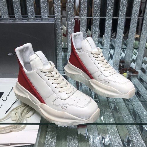 Rick Owens Men Shoes Sneakers Leather High-Top Breathable Mens Casual Shoes Ankle Boots with Original Box
