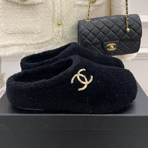 Chanel Womens Shoes Slippers Luxury Brand Winter Plus Velvet Design with Original Box