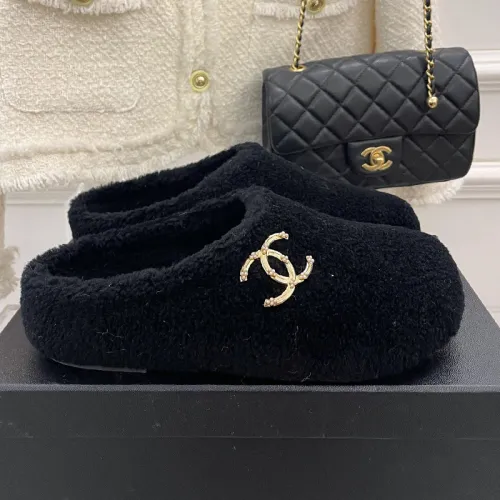 Chanel Womens Shoes Slippers Luxury Brand Winter Plus Velvet Design with Original Box