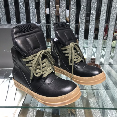 Rick Owens Men Shoes Sneakers Leather High-Top Breathable Mens Casual Shoes Ankle Boots with Original Box