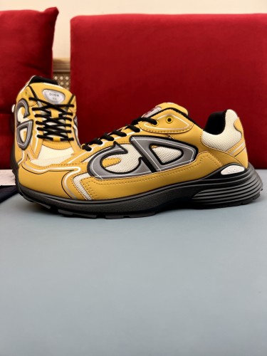 Dior Mens Shoes Sneakers Luxury Brand B30 SNEAKER Cream Mesh and Yellow Technical Fabric 3SN279ZRD_H211 with Original Box Whatsapp 