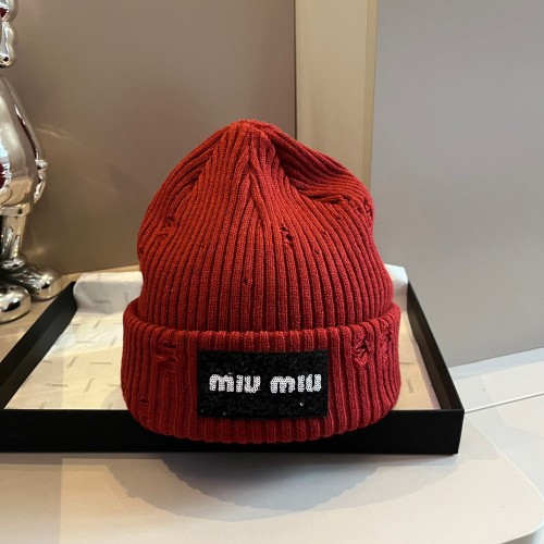 Miumiu Womens Cap Knit Hat Luxury Brand with Original Box  
