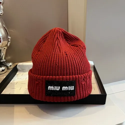 Miumiu Womens Cap Knit Hat Luxury Brand with Original Box  