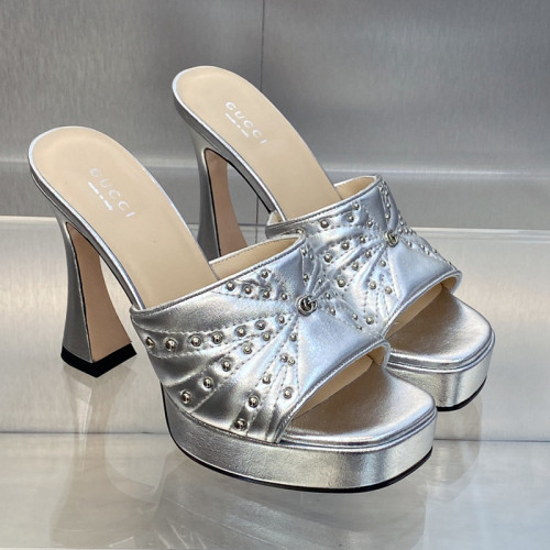 Gucci Womens Shoes Sandals 11cm Heel Luxury Brand with Original Box 719844 C9D00 9022 Women's Interlocking G studs sandal in leather Whatsapp 