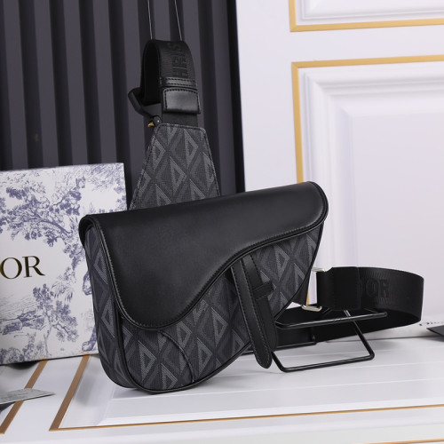 Dior Womens Mens Bag Saddle Bag Luxury Brand Design Fashion Type Shoulder Bags SADDLE BAG Black CD Diamond Canvas and Smooth Calfskin with Original Box 1ADPO093CDP_H43E