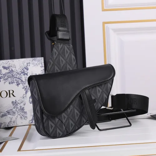 Dior Womens Mens Bag Saddle Bag Luxury Brand Design Fashion Type Shoulder Bags SADDLE BAG Black CD Diamond Canvas and Smooth Calfskin with Original Box 1ADPO093CDP_H43E