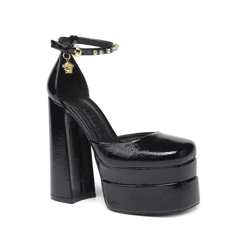 Versace Brand Womens Sandals Shoes Pumps Leather Big Size LA MEDUSA LEATHER PUMPS with 5cm High Platform and 15cm Heel Design  