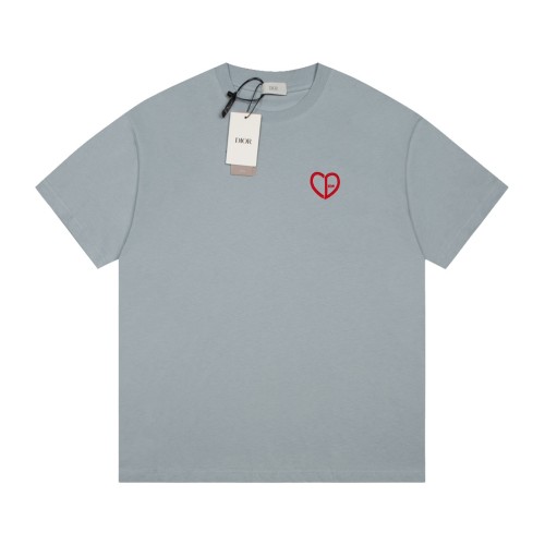 Doir Luxury Brand Women Mens Short Sleeve T-Shirt CD Heart Relaxed-Fit T-Shirt   