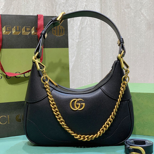 Gucci Womens Bags Shoulder Messenger Bag Luxury Brand Gucci Aphrodite small shoulder bag in black leather with Original Box 731817 AAA9F 1000