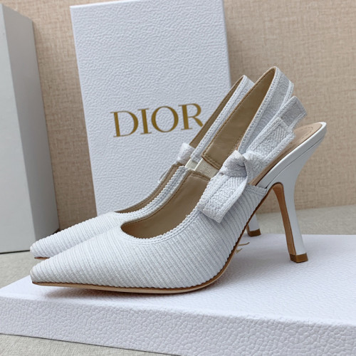 Dior Women Shoes Pumps Luxury Design Fashion Type 9.5cm High Heel Shoes for Wedding Style J'ADIOR SLINGBACK PUMP Cotton Fabric with Original Box