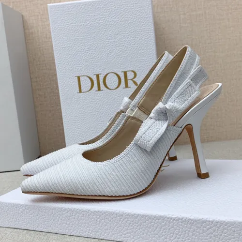 Dior Women Shoes Pumps Luxury Design Fashion Type 9.5cm High Heel Shoes for Wedding Style J'ADIOR SLINGBACK PUMP Cotton Fabric with Original Box