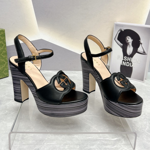 Gucci Womens Shoes Sandals 12cm Heel Luxury Brand with Original Box 730022 US000 7519 Women's Interlocking G sandal in leather Whatsapp 