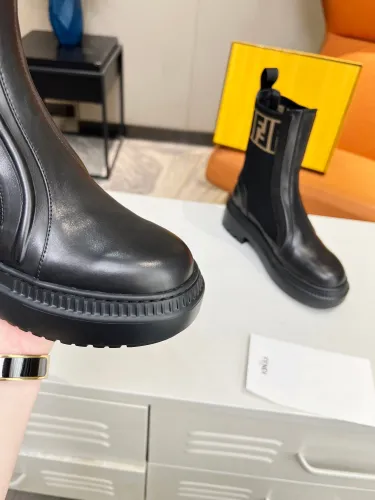 Fendi Womens Shoes Fashion Boots Luxury Brand Fendi Fendigraphy Black leather biker boots with Original Box 8T8355AKY6F1H1K