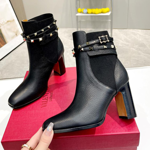 Valentino Garavani Women Fashion Ankle Boots Luxury Brand Vlogo Signature Calfskin Combat Boot with Original Box 9cm Heel