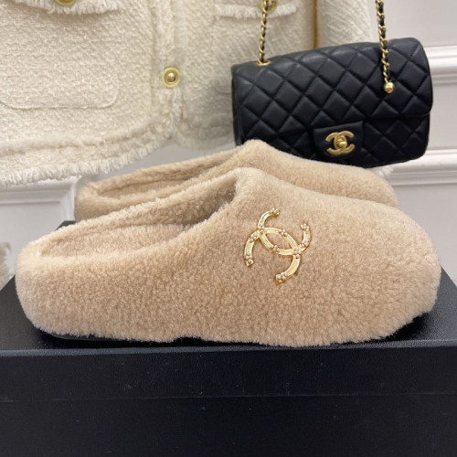 Chanel Womens Shoes Slippers Luxury Brand Winter Plus Velvet Design with Original Box