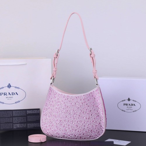 Prada Womens Shoulder Bags Leather Shopping Bag with Original Box
