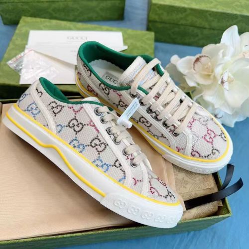 Gucci Mens Shoes Sneakers Luxury Brand men's Gucci Tennis 1977 sneaker 628709 H9H70 1161 with Original Box