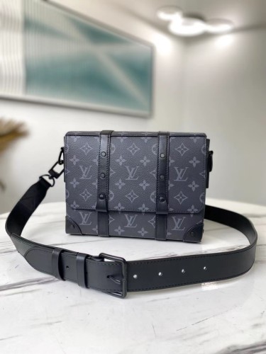 Louis Vuitton Womens and Mens Unisex Bags Luxury Brand TRUNK MESSENGER Monogram Eclipse coated canvas M45727 with Original Box  