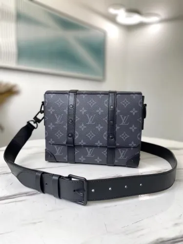 Louis Vuitton Womens and Mens Unisex Bags Luxury Brand TRUNK MESSENGER Monogram Eclipse coated canvas M45727 with Original Box  