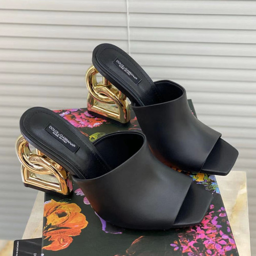 Dolce&Gabbana Womens Shoes Sandals Slippers Luxury Brand Fashion leather sandals with DG Pop 9cm heel with Original Box Whatsapp 