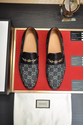 Gucci Mens Shoes Leather Design Luxury Brand Business Dress Shoes for Men with Original Box