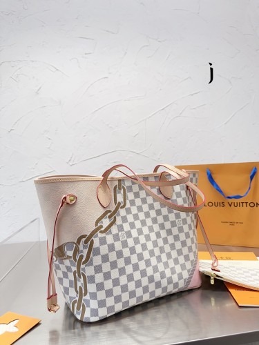 Louis Vuitton Womens Bags Handbags Luxury Brand Fashion Type NEVERFULL MM M21352 Silver Coated canvas