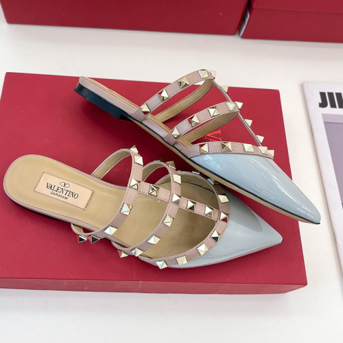 Valentino Women Shoes Mule Sandals Pointed Toe Slippers ROMAN STUD SLIDE SANDAL IN QUILTED NAPPA with Original Box Whatsapp 