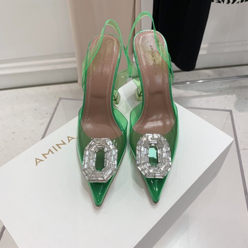 Amina Muaddi Womens Shoes Sandals Slippers Luxury Brand Fashion Pumps for Women with Original Box 9cm Heel
