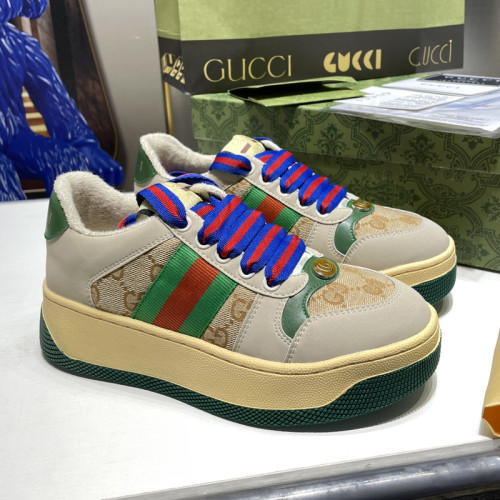 Gucci Womens Shoes Sneakers Luxury Brand Women's Screener trainer with Web in beige leather with Original Box Whatsapp 