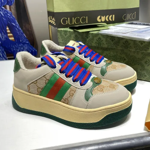 Gucci Womens Shoes Sneakers Luxury Brand Women's Screener trainer with Web in beige leather with Original Box Whatsapp 