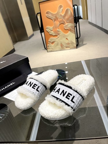 Chanel Womens Shoes Slippers Luxury Brand Winter Plus Velvet Design with Original Box