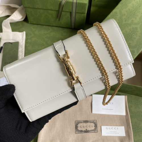 Gucci Womens Mens Bags Wallets Luxury Brand Gucci Jackie 1961 chain wallet with Original Box 652681 14J0G 1000