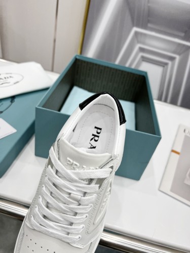 Prada Mens Shoes Casual Luxury Brand Breathable Sneakers with Original Box Downtown leather sneakers 2EE364_3LKG_F0964