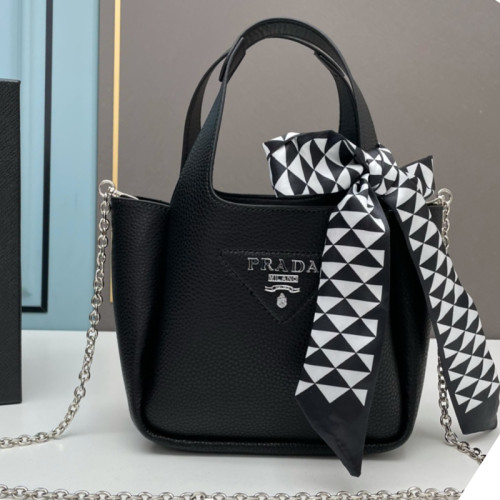 Prada Womens Shoulder Bags Leather Shopping Bag with Original Box
