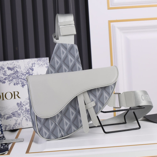 Dior Womens Mens Bag Saddle Bag Luxury Brand Design Fashion Type Shoulder Bags SADDLE BAG Dior Gray CD Diamond Canvas and Smooth Calfskin with Original Box 1ADPO093CDP_H42E