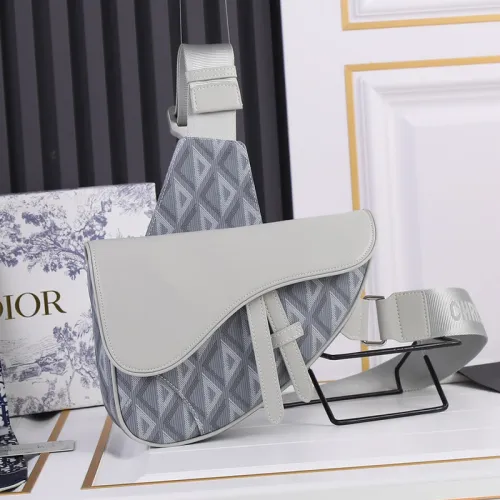 Dior Womens Mens Bag Saddle Bag Luxury Brand Design Fashion Type Shoulder Bags SADDLE BAG Dior Gray CD Diamond Canvas and Smooth Calfskin with Original Box 1ADPO093CDP_H42E