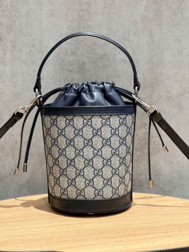Gucci Womens Bags Shoulder Handbags Luxury Brand Ophidia mini bucket bag in Beige GG Supreme Fabric  
