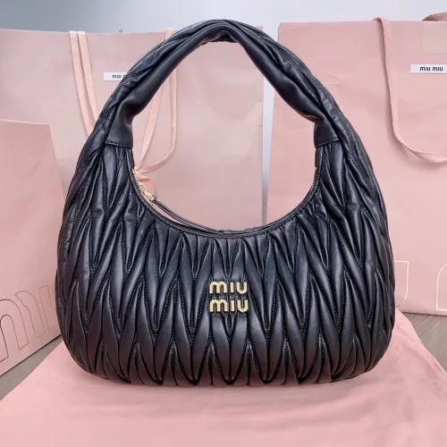 MiuMiu Womens Fashion Handbags Shoulder Bag Leather Luxury Brand Miu Miu Wander Matelasse Nappa Leather Hobo Bag  