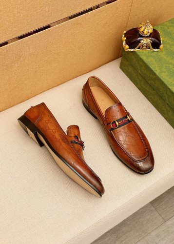 Gucci Mens Shoes Leather Design Luxury Brand Business Dress Shoes for Men with Original Box